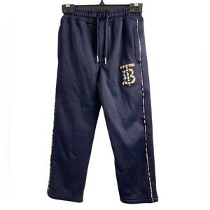 Burberry Dark Blue Sweatpants with Plaid Accent
